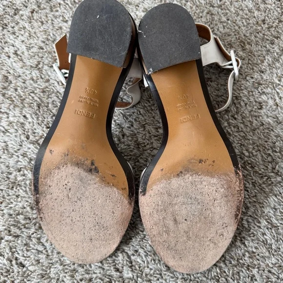 Fendi Demetra white leather heels US Size 10 - 10.5 EU 40.5 luxury classic - Picture 7 of 9